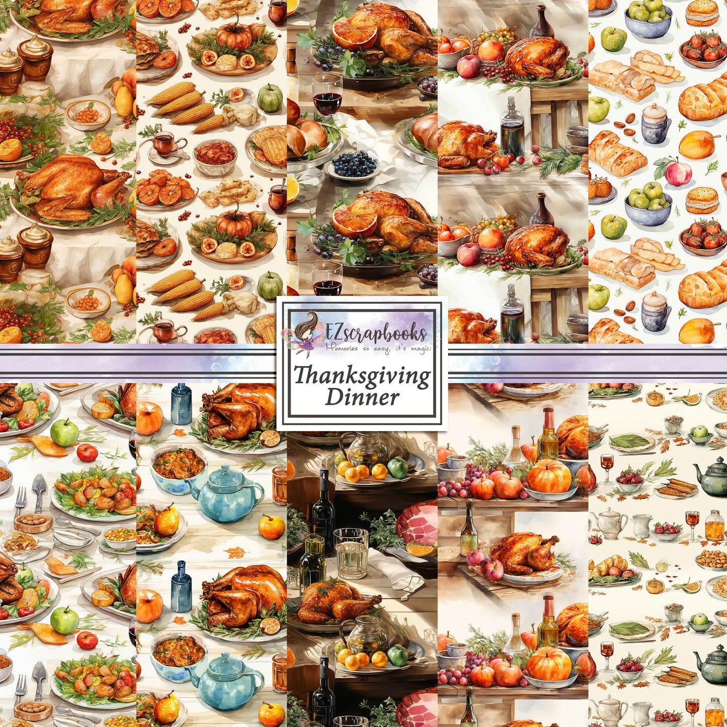 Thanksgiving Dinner 12X12 Paper Pack - 8619