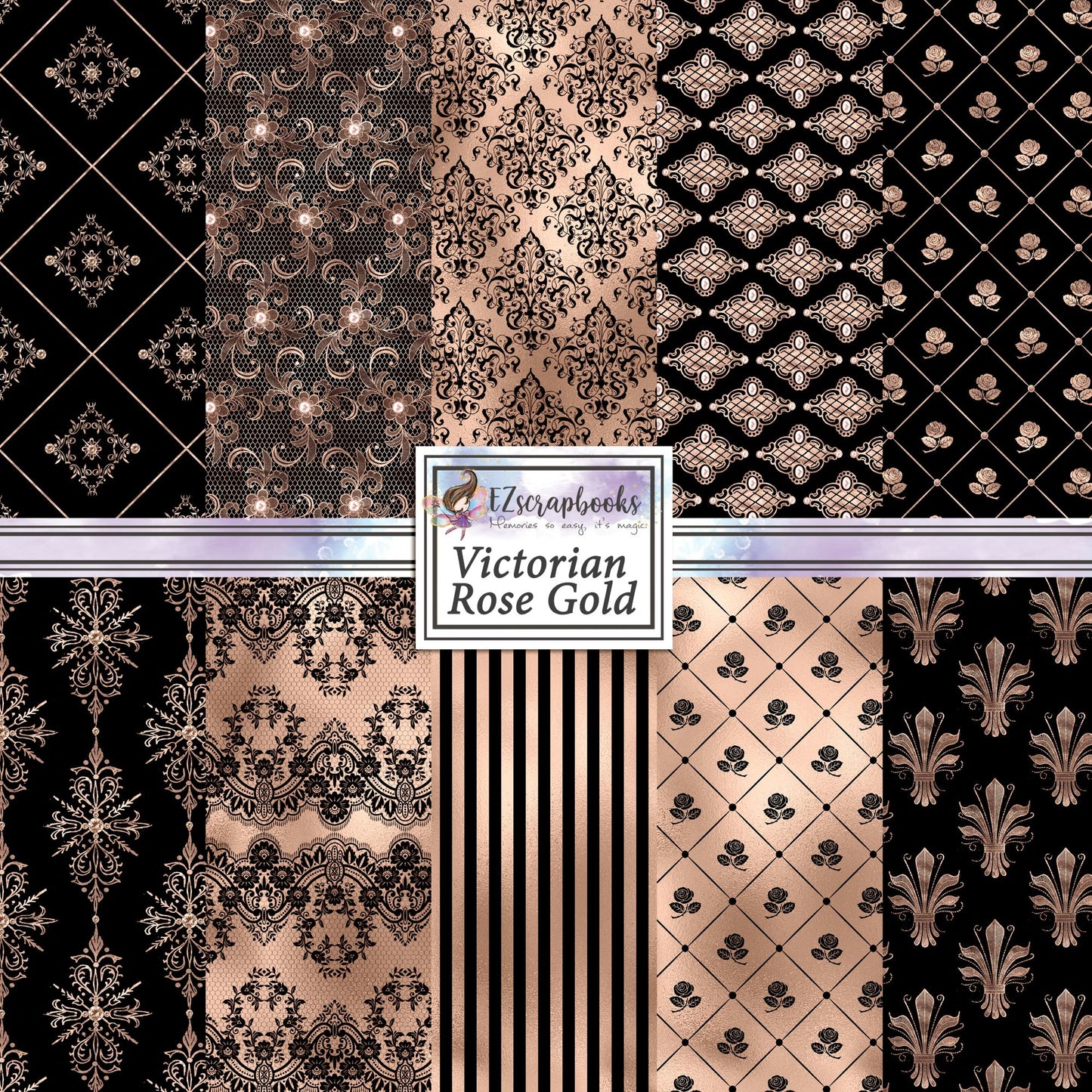 Victorian Rose Gold - 12X12 Scrapbook Paper Pack - 8628