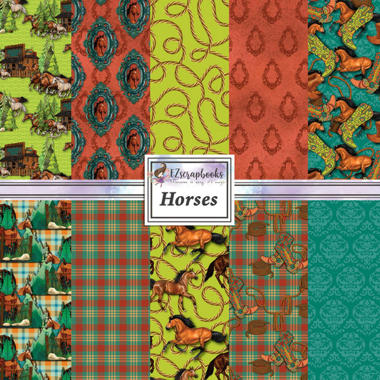 Horses - 12X12 Scrapbook Paper Pack - 8630