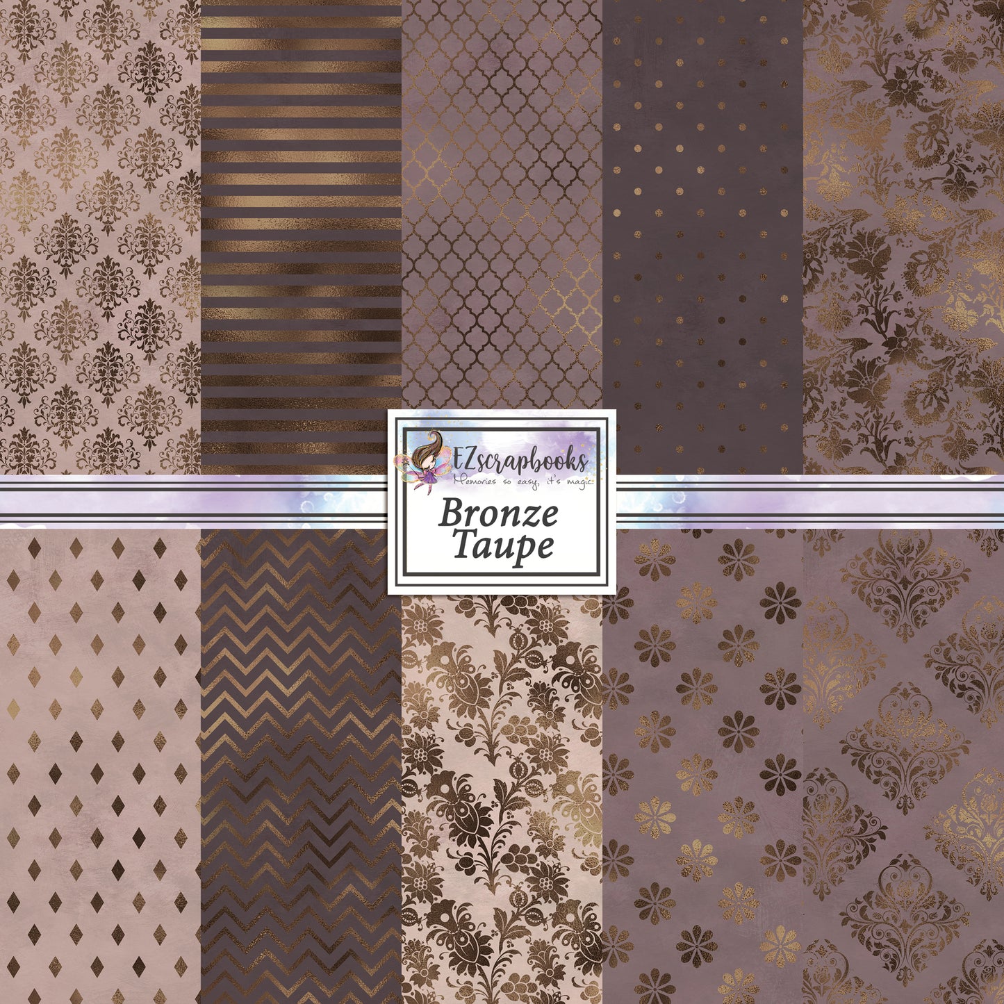 Bronze Taupe 12X12 Paper Pack - 8638