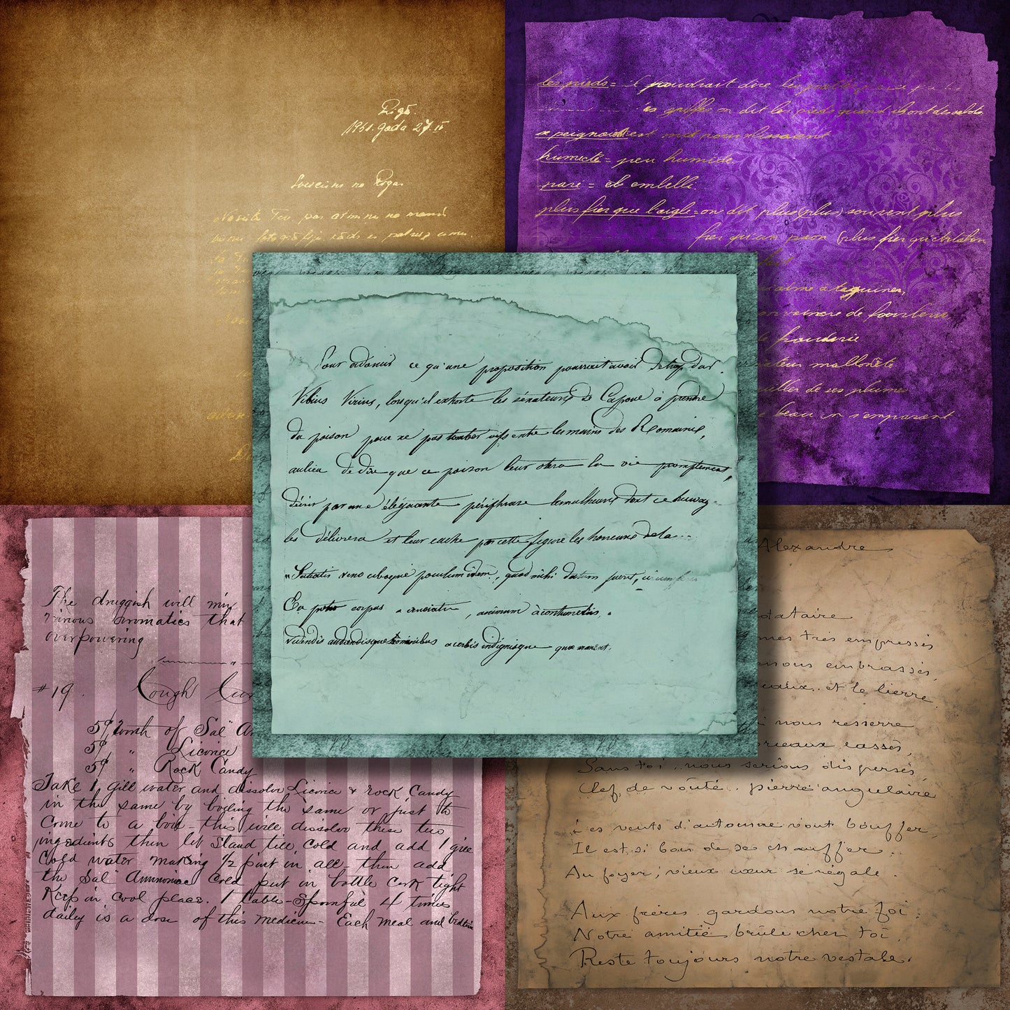 Vintage Script 12X12 Paper Pack - 8647