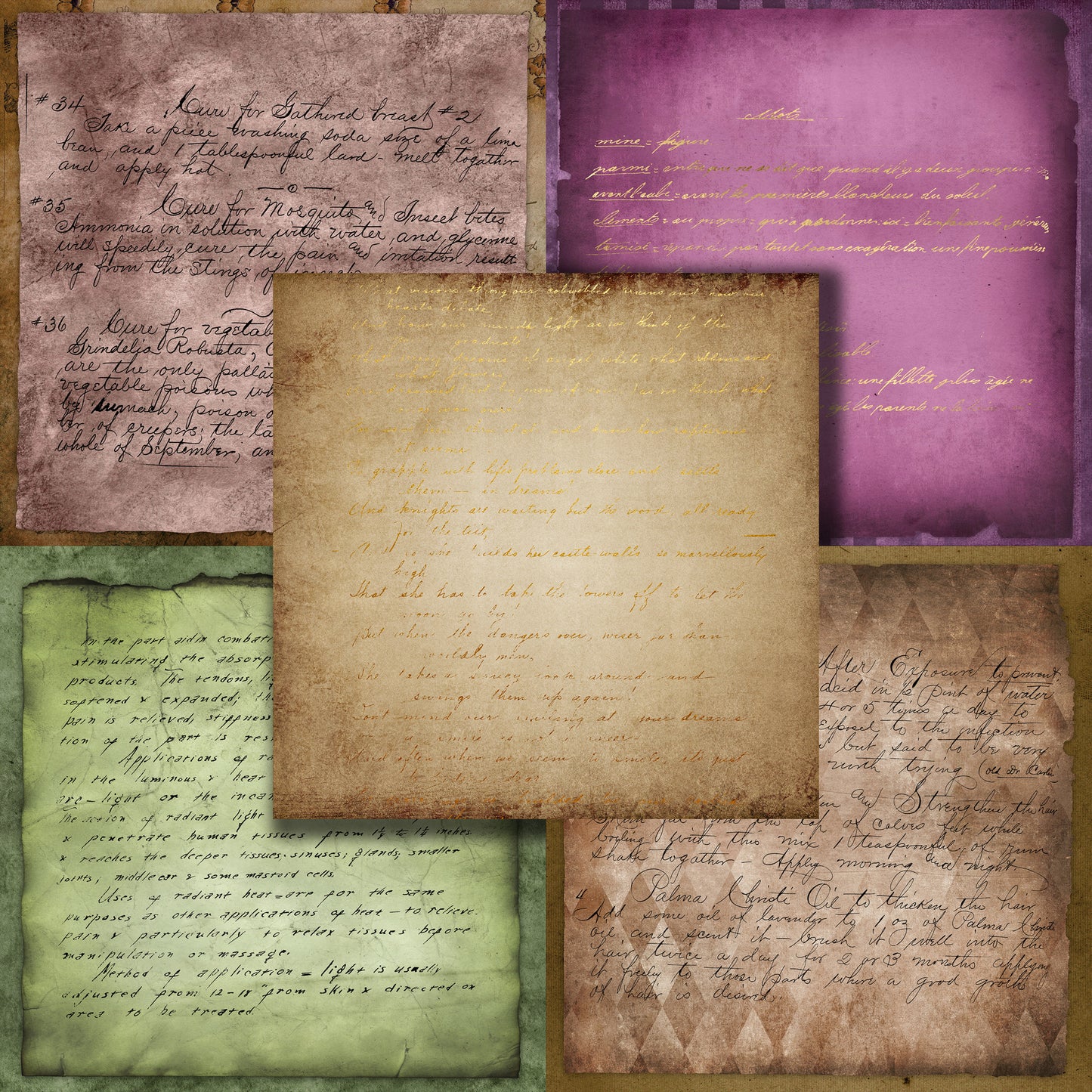 Vintage Script 12X12 Paper Pack - 8647