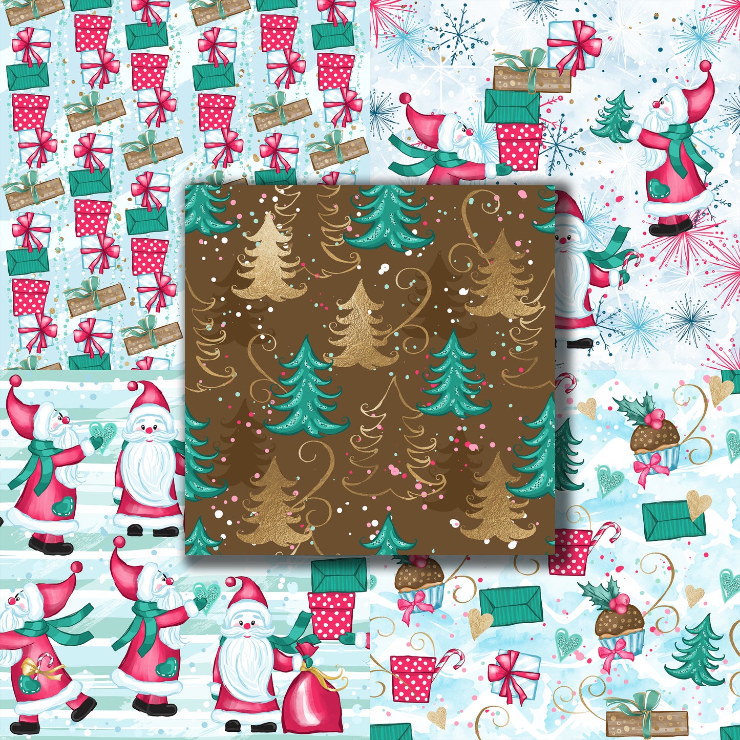 Pink Santa 12X12 Paper Pack - 8663