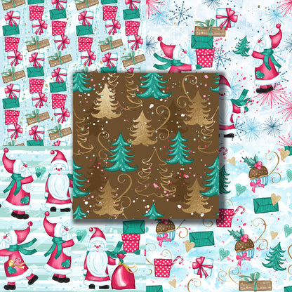 Pink Santa 12X12 Paper Pack - 8663