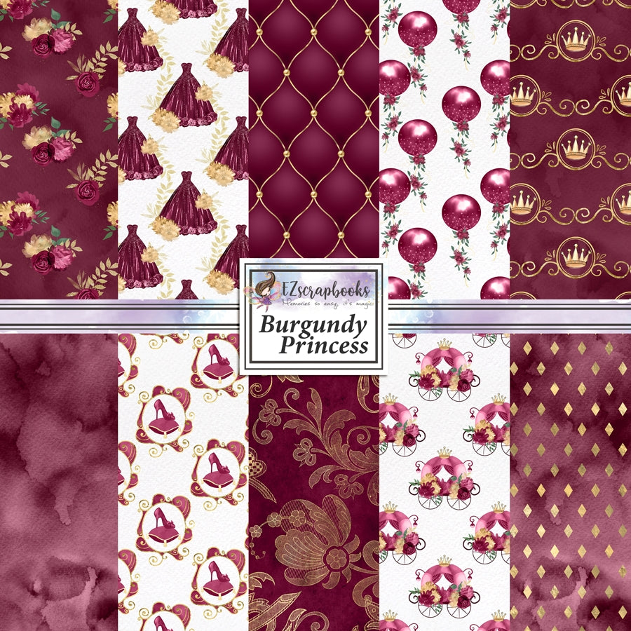 Burgundy Princess 12X12 Paper Pack - 8685