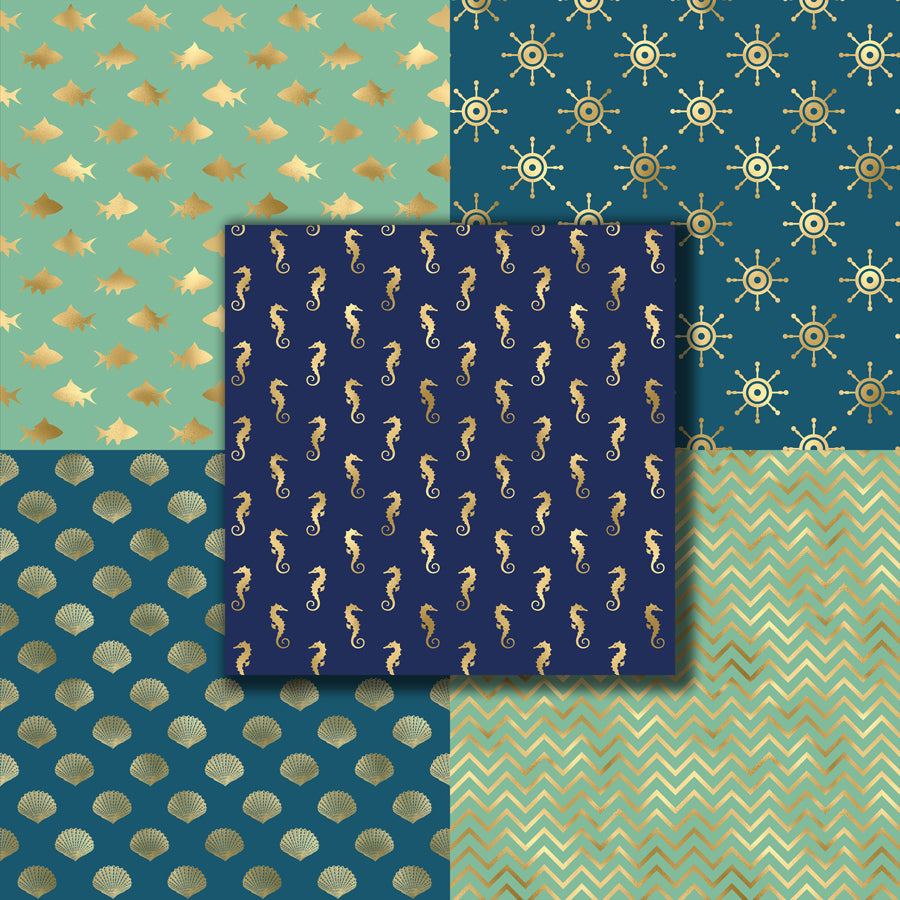 Gold Nautical 12X12 Paper Pack - 8739