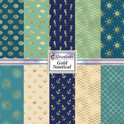Gold Nautical 12X12 Paper Pack - 8739