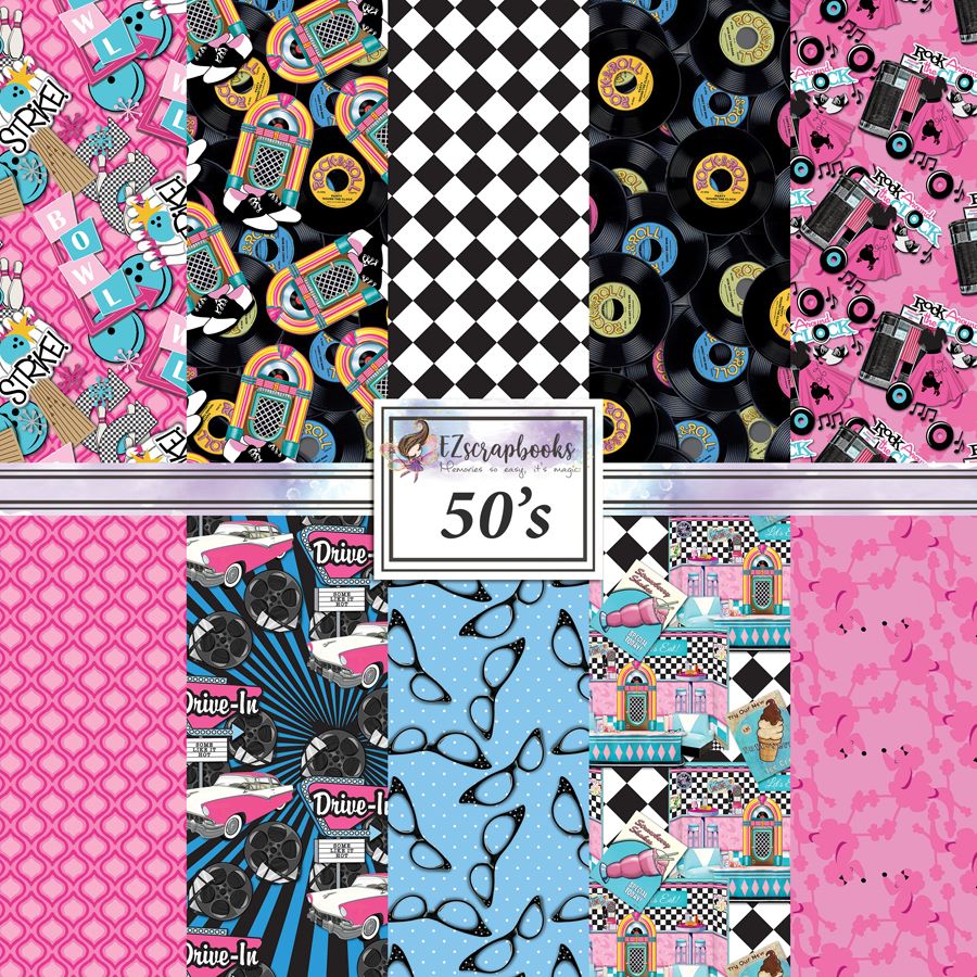 50's - Fifties 12X12 Paper Pack - 8767