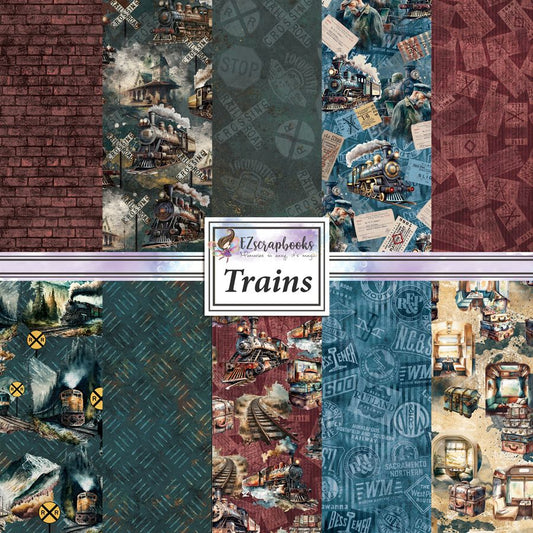 Trains 12X12 Paper Pack - 8773