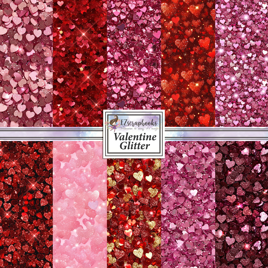 Valentine Glitter 12X12 Paper Pack - 8793