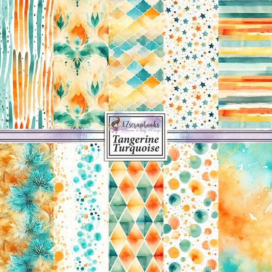 Tangerine Turquoise 12X12 Paper Pack - 8797
