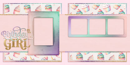 Birthday Girl Cupcakes - Scrapbook Layout - 25-632