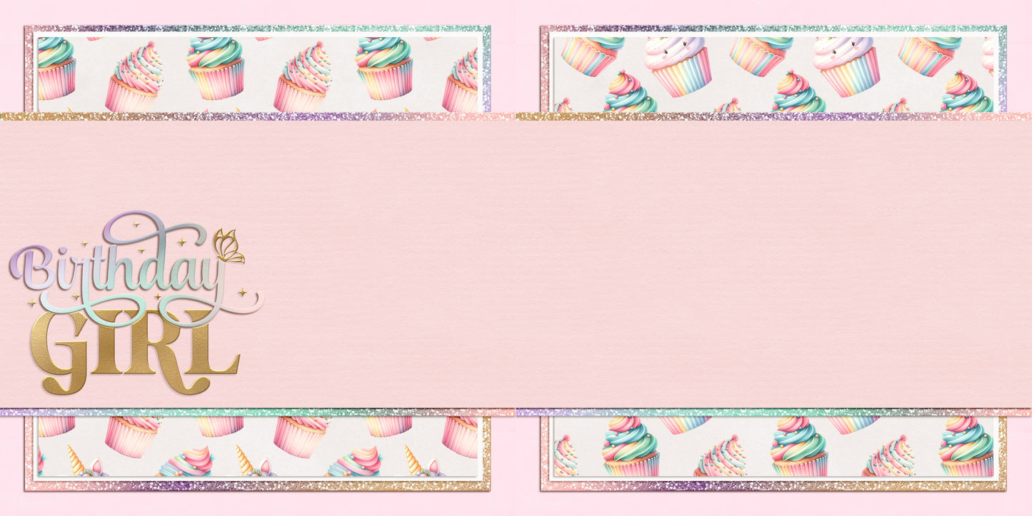 Birthday Girl Cupcakes NPM - Scrapbook Layout - 25-633