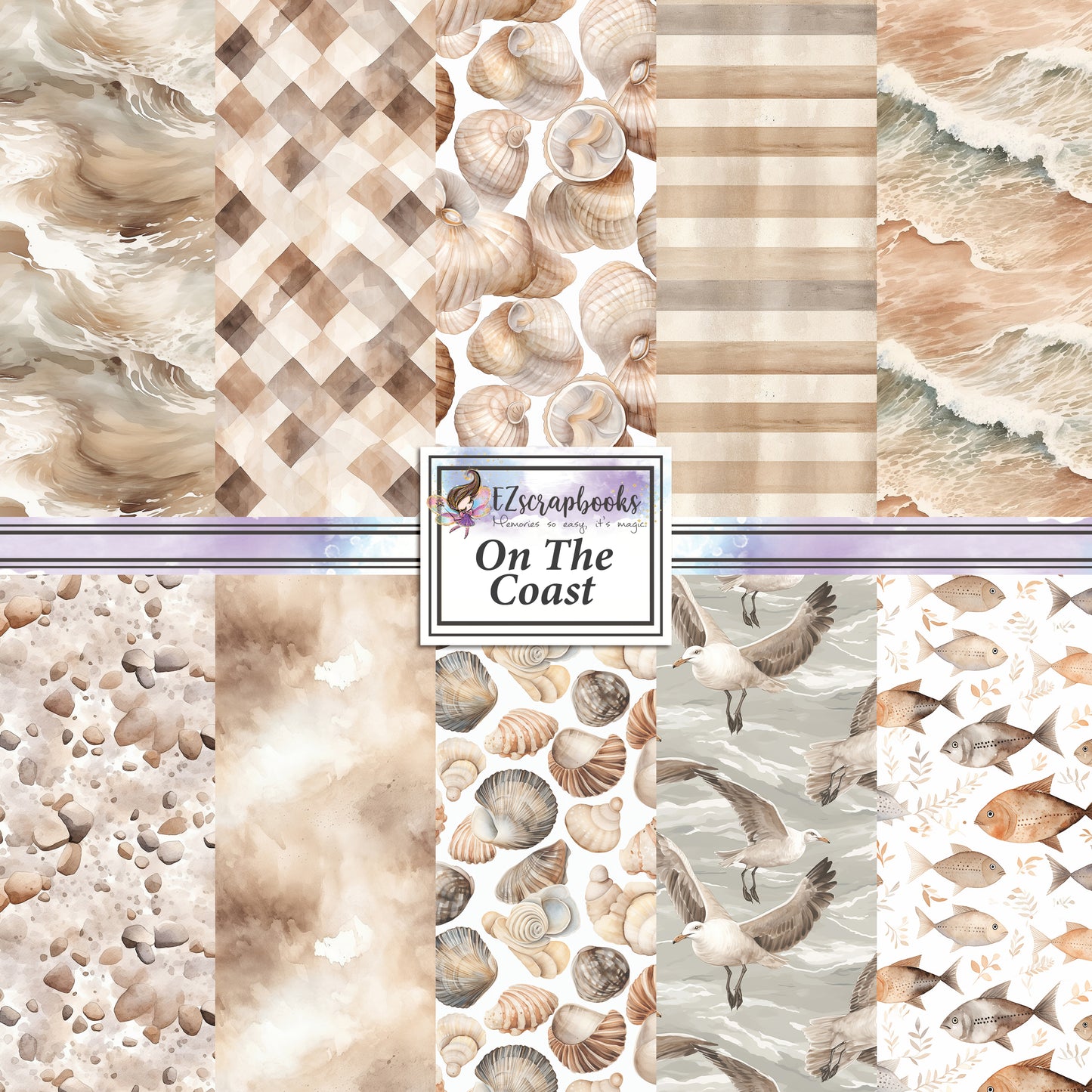 On the Coast - 12X12 Scrapbook Paper Pack - 8822