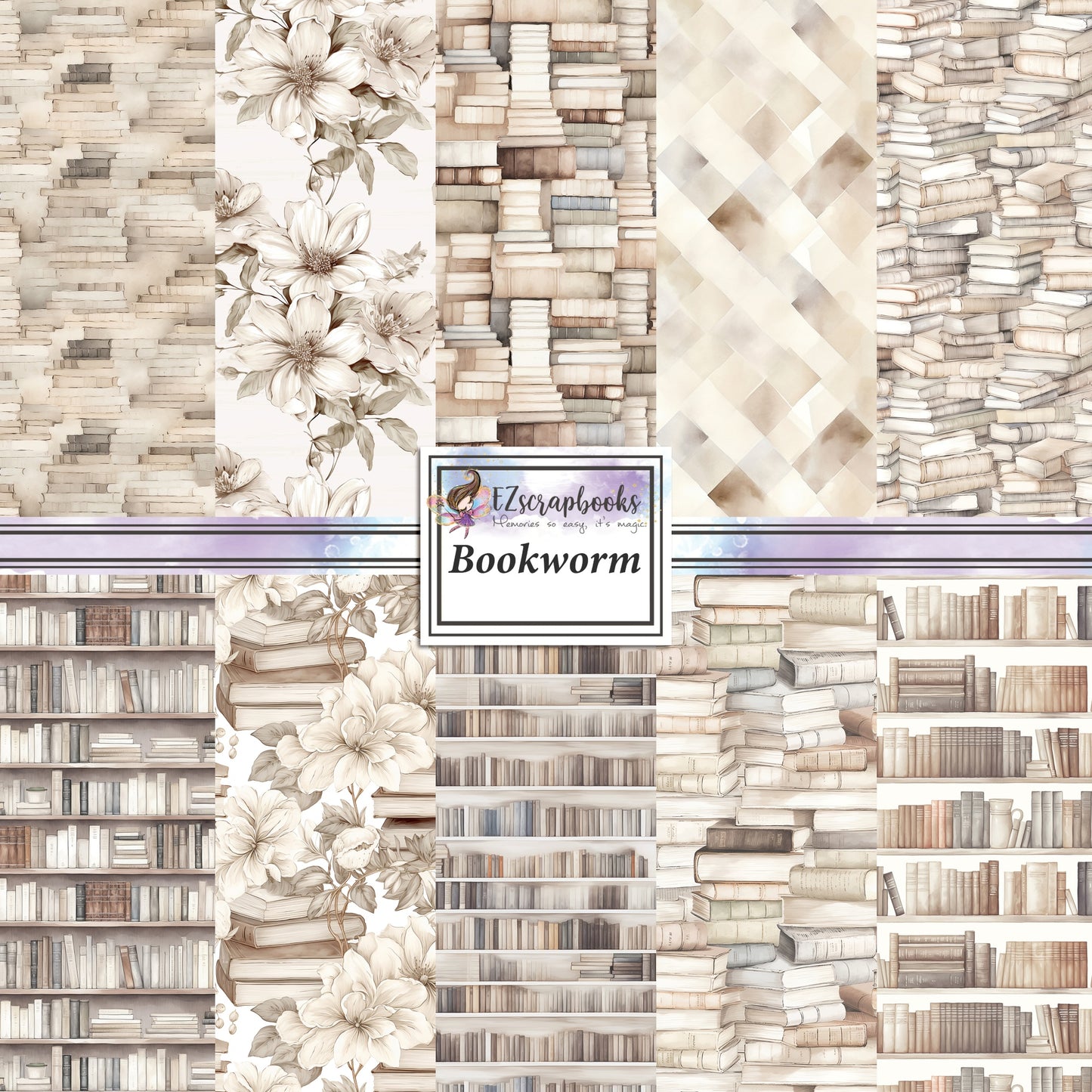 Bookworm 12X12 Scrapbook Paper Pack - 8833