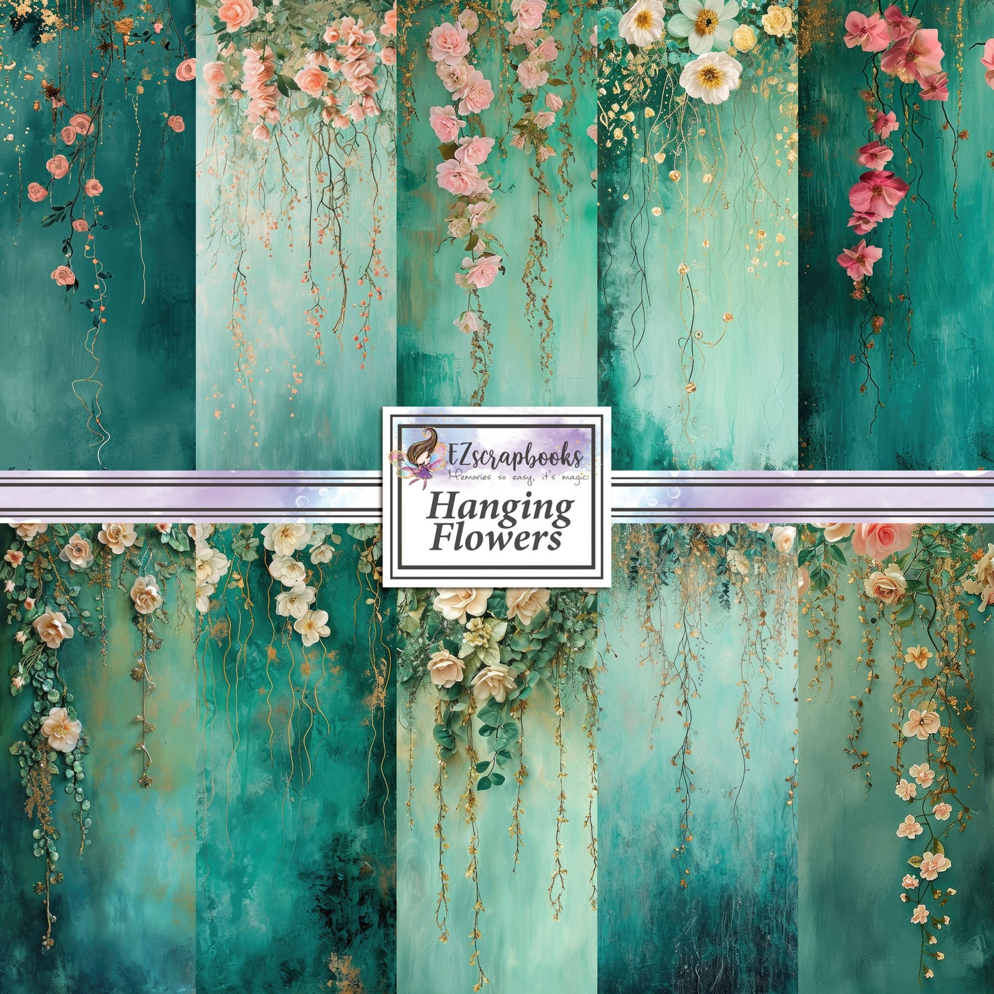 Hanging Flowers 12X12 Scrapbook Paper Pack - 8847