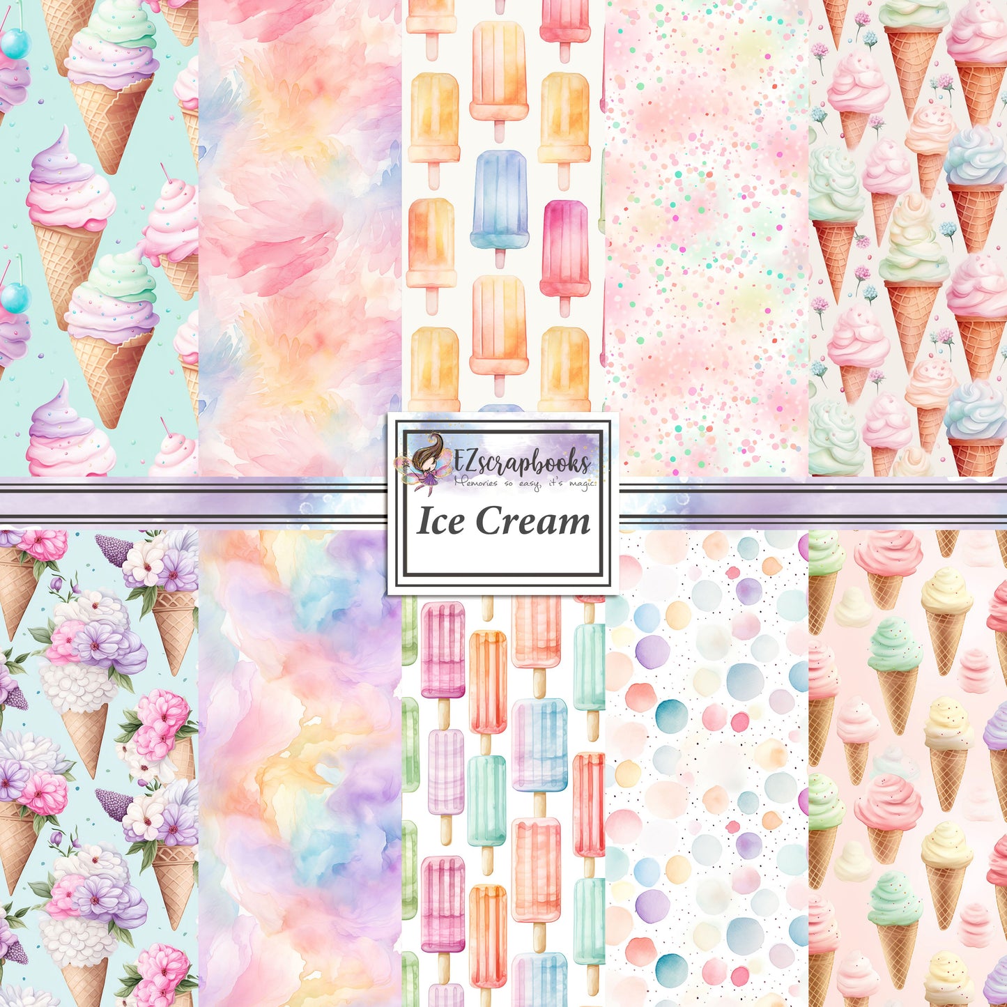 Ice Cream 12X12 Scrapbook Paper Pack - 8848