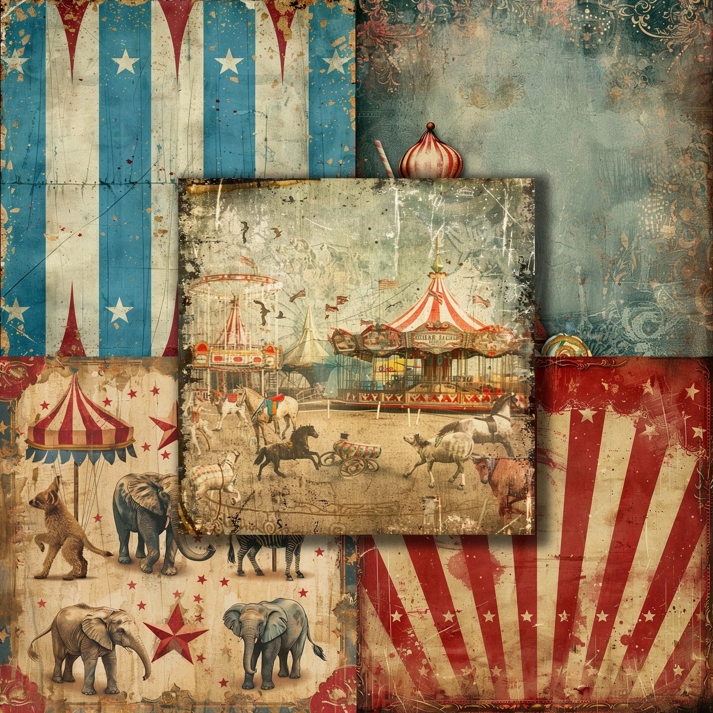 Distressed Carnival - 12X12 Scrapbook Paper Pack - 8859