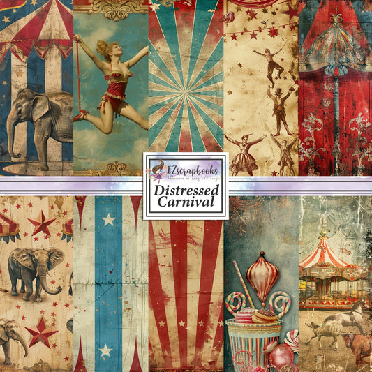 Distressed Carnival - 12X12 Scrapbook Paper Pack - 8859