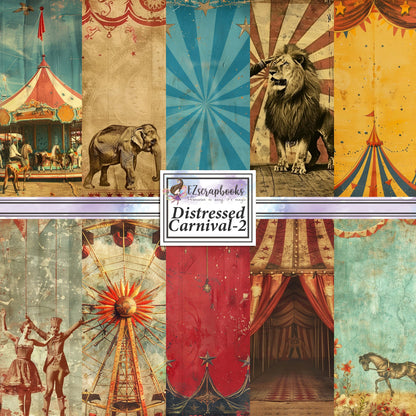 Distressed Carnival - 2 - 12X12 Scrapbook Paper Pack - 8860