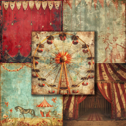 Distressed Carnival - 2 - 12X12 Scrapbook Paper Pack - 8860