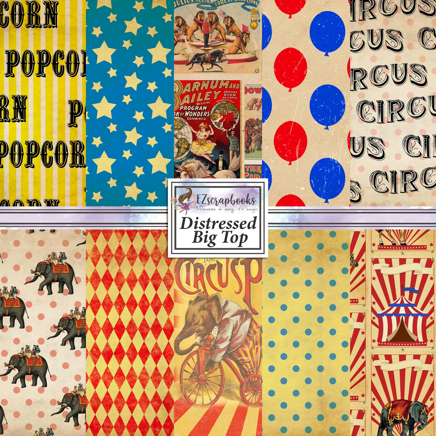 Distressed Big Top 12X12 Scrapbook Paper Pack - 8863