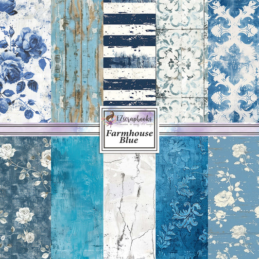 Farmhouse Blue - 12X12 Scrapbook Paper Pack - 8865