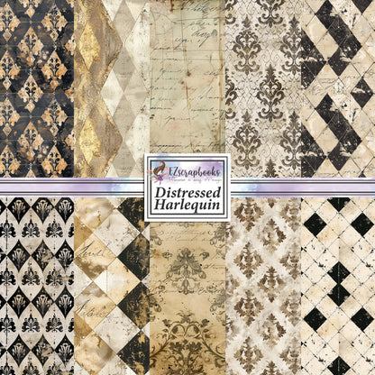 Distressed Harlequin - 12X12 Scrapbook Paper Pack - 8869