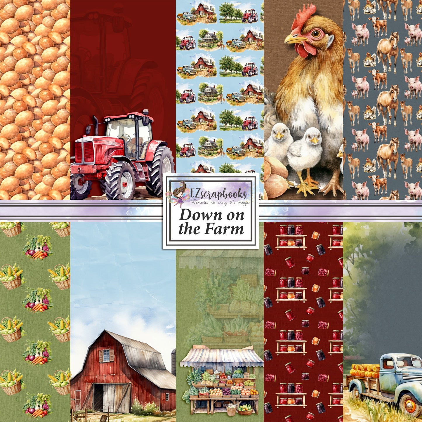 Down on the Farm - 12X12 Scrapbook Paper Pack - 8873