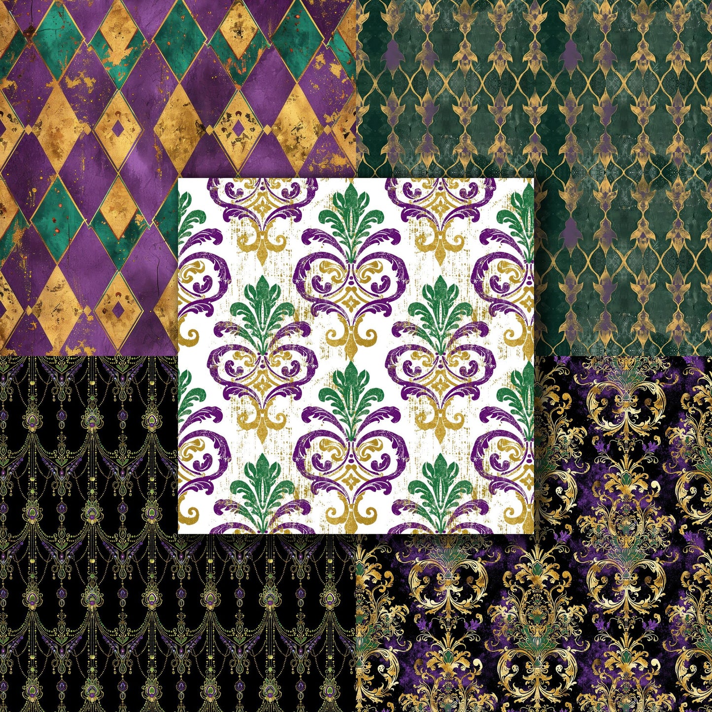 Distressed Mardi Gras - 12X12 Scrapbook Paper Pack - 8875