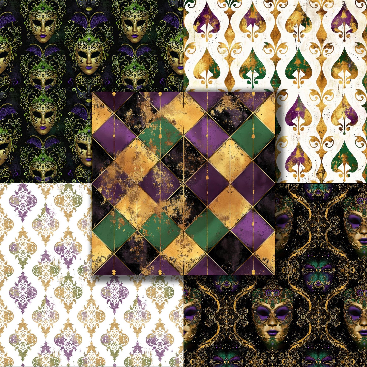 Distressed Mardi Gras - 12X12 Scrapbook Paper Pack - 8875