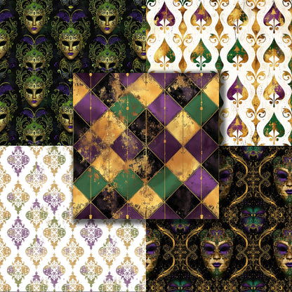 Distressed Mardi Gras - 12X12 Scrapbook Paper Pack - 8875