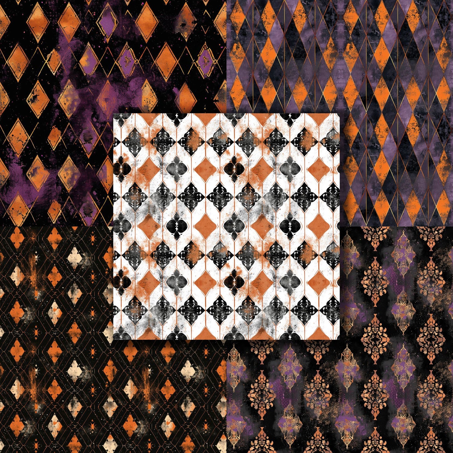 Harlequin Halloween Grunge - 12X12 Scrapbook Paper Pack - 8876