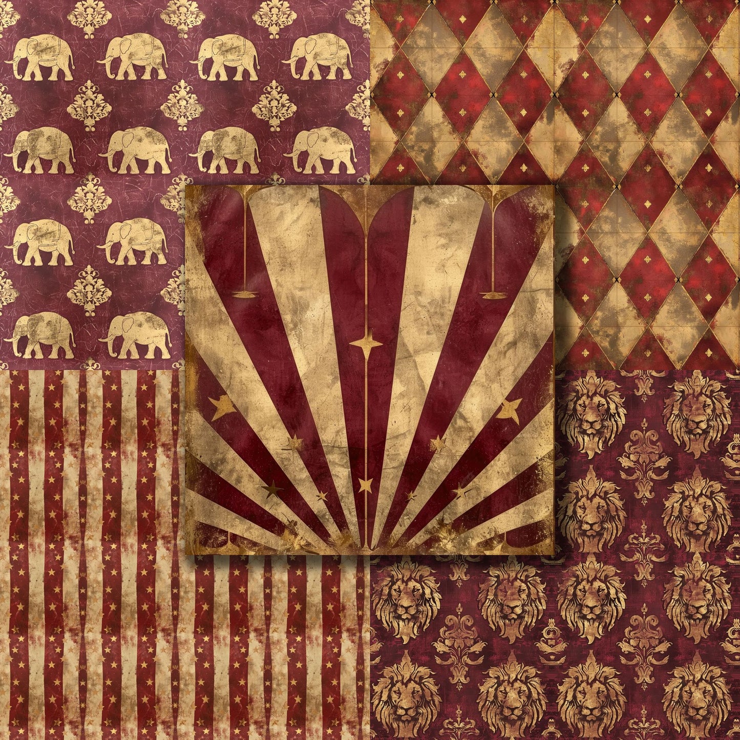 Vintage Circus Red - 12X12 Scrapbook Paper Pack - 8879