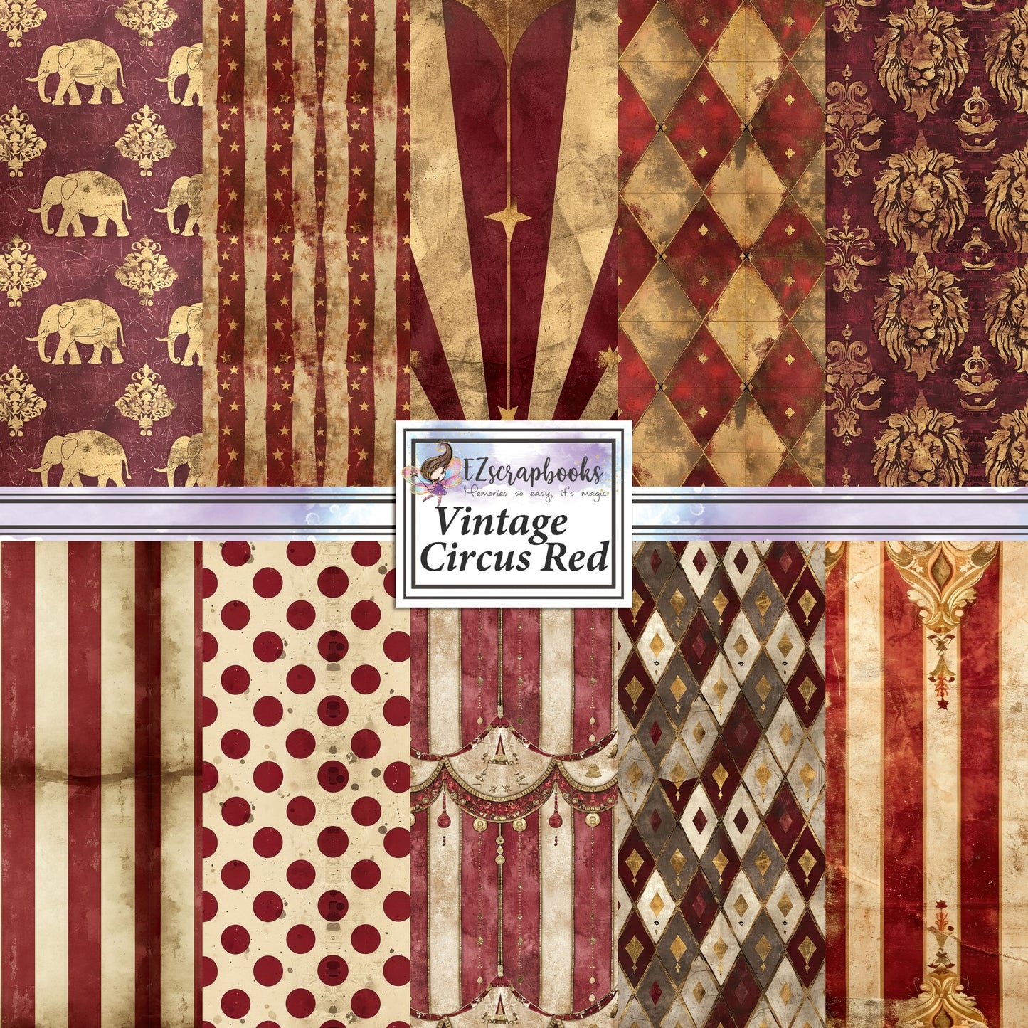 Vintage Circus Red - 12X12 Scrapbook Paper Pack - 8879 – EZscrapbooks