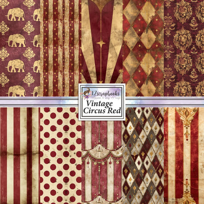 Vintage Circus Red - 12X12 Scrapbook Paper Pack - 8879