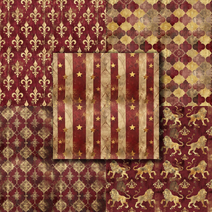 Vintage Red & Gold - 12X12 Scrapbook Paper Pack - 8880