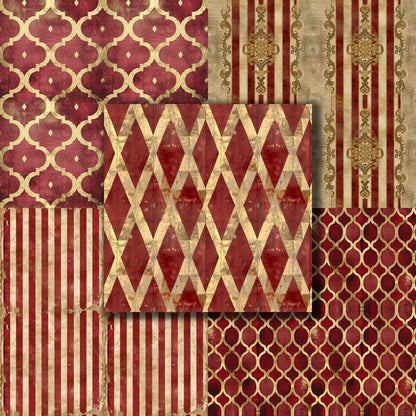 Vintage Red & Gold - 12X12 Scrapbook Paper Pack - 8880