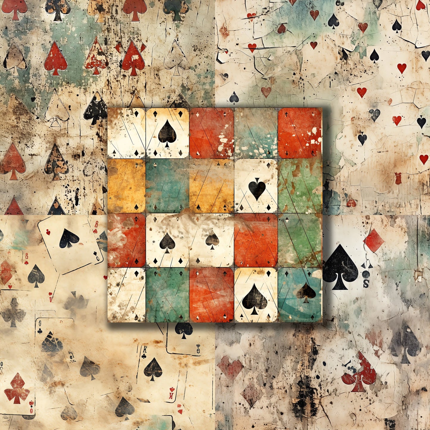 Grunge Poker - 12X12 Scrapbook Paper Pack - 8881