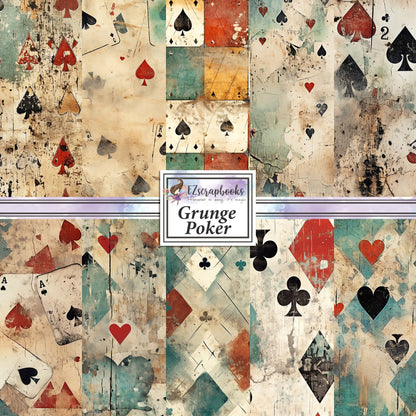 Grunge Poker - 12X12 Scrapbook Paper Pack - 8881