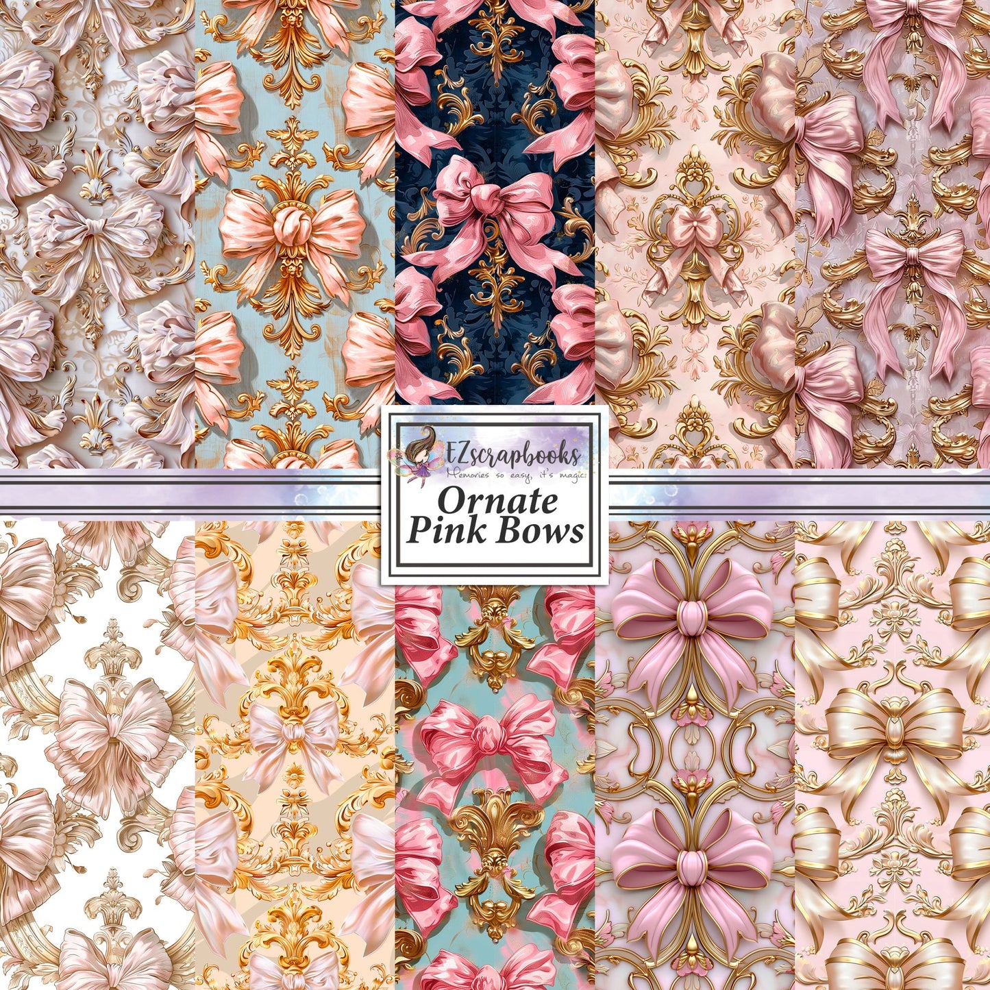 Ornate Bows - 12X12 Scrapbook Paper Pack - 8886