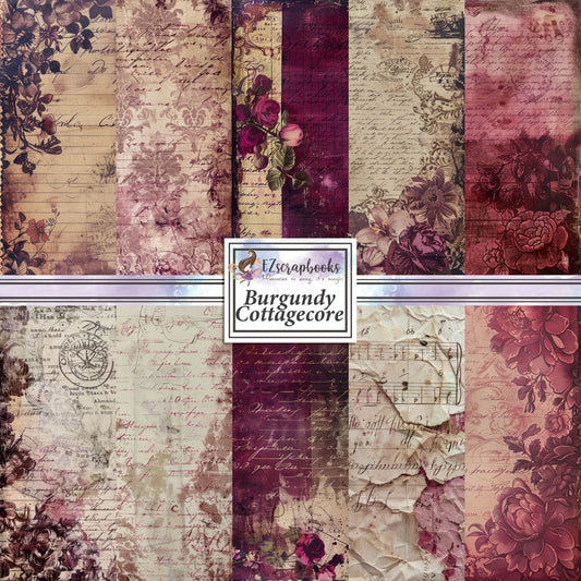 Burgundy Cottagecore - 12X12 Scrapbook Paper Pack - 8911