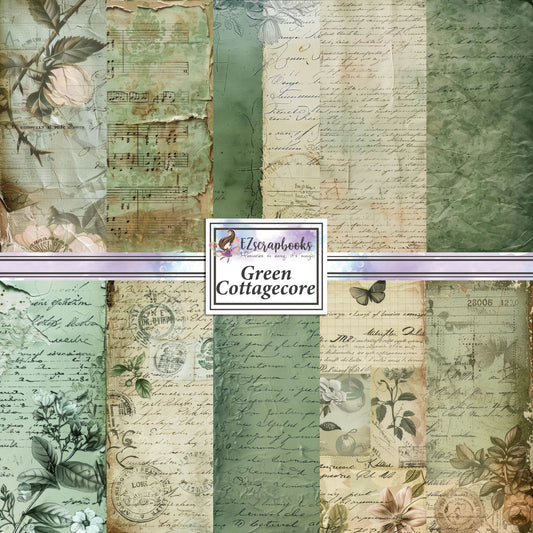 Green Cottagecore - 12X12 Scrapbook Paper Pack - 8913