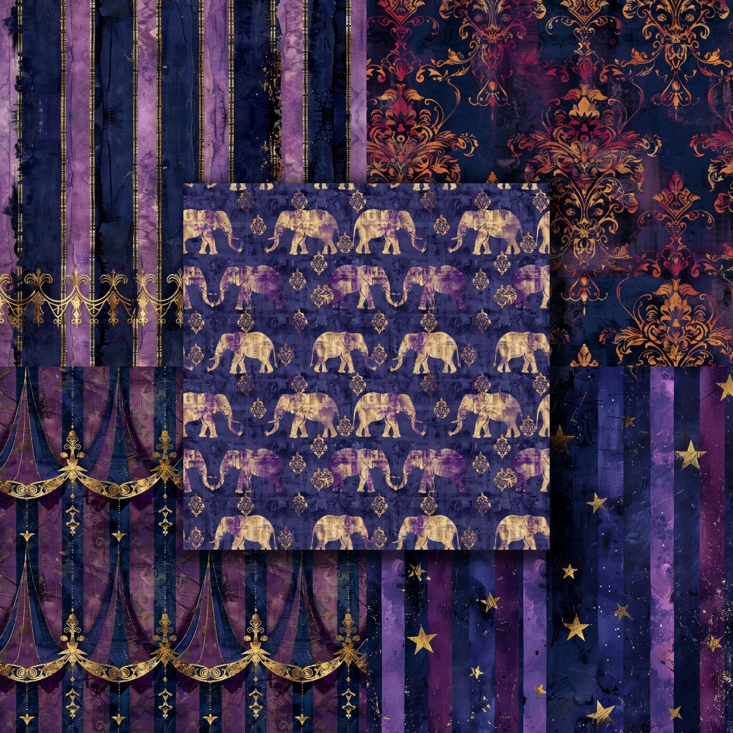 Vintage Circus Purple - 12X12 Scrapbook Paper Pack - 8915