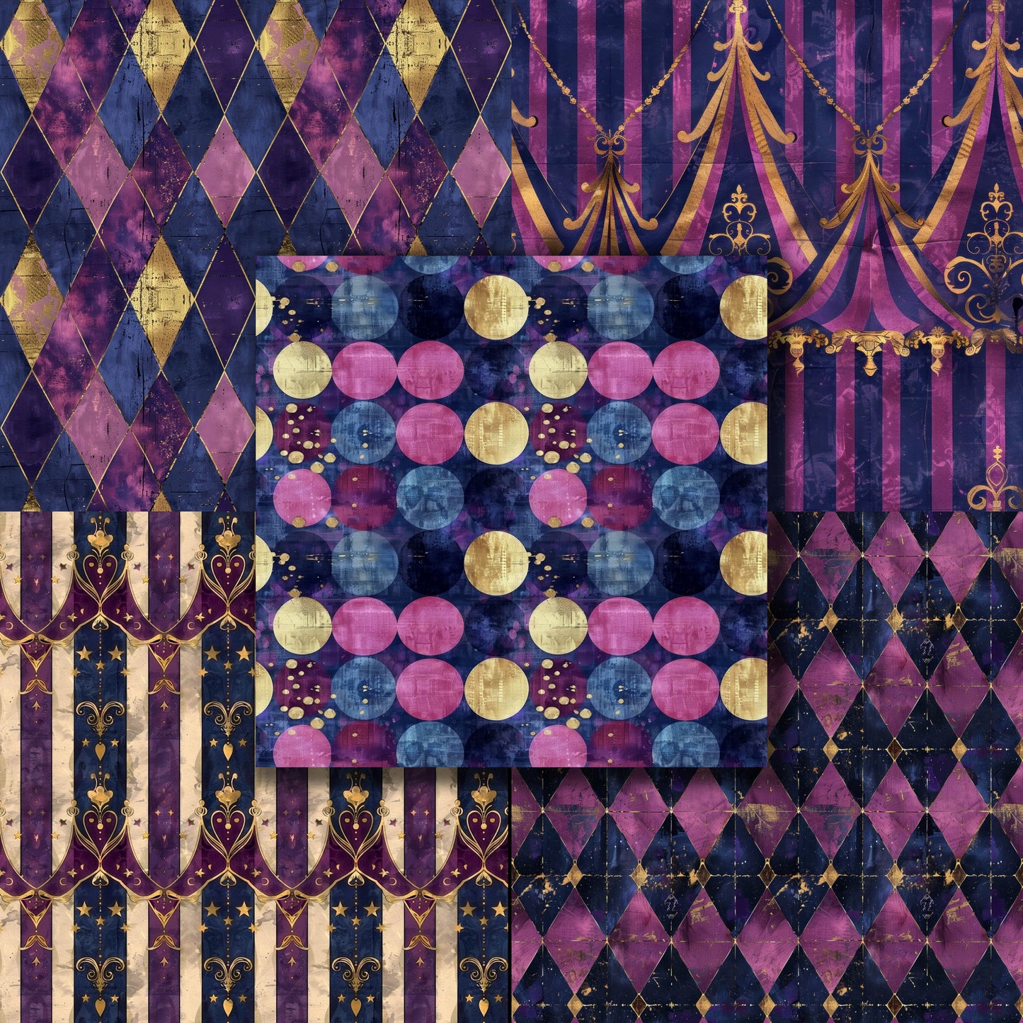 Vintage Circus Purple - 12X12 Scrapbook Paper Pack - 8915