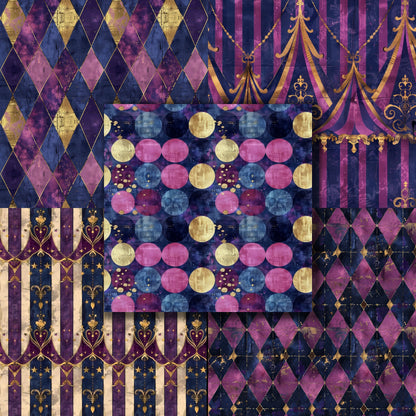 Vintage Circus Purple - 12X12 Scrapbook Paper Pack - 8915