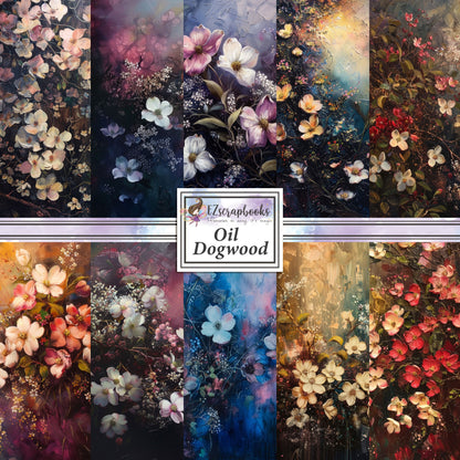 Oil Painted Dogwood - 12X12 Scrapbook Paper Pack - 8919