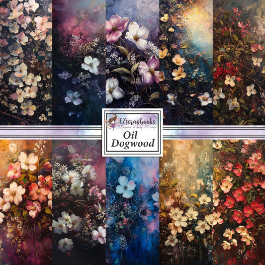 Oil Painted Dogwood - 12X12 Scrapbook Paper Pack - 8919