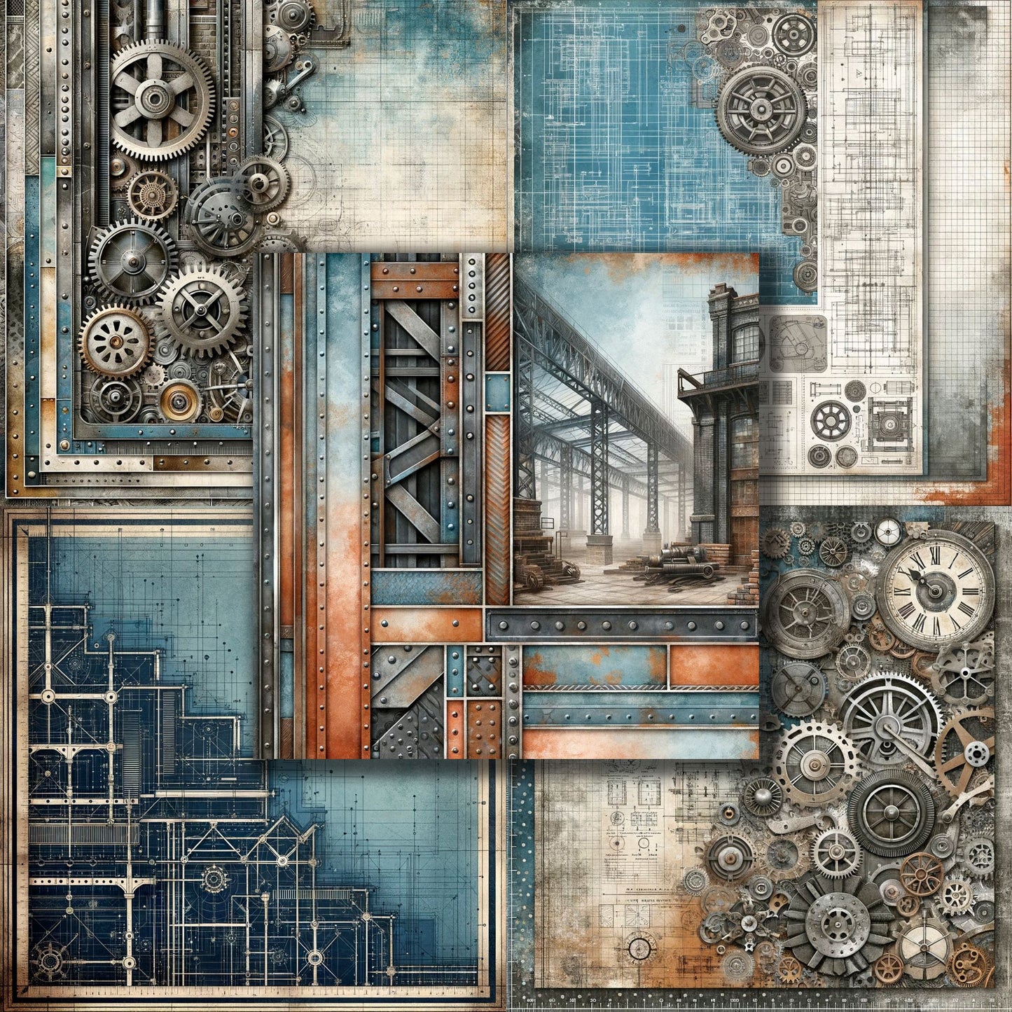 Blueprint Rust - 12X12 Scrapbook Paper Pack - 8925