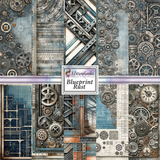 Blueprint Rust - 12X12 Scrapbook Paper Pack - 8925